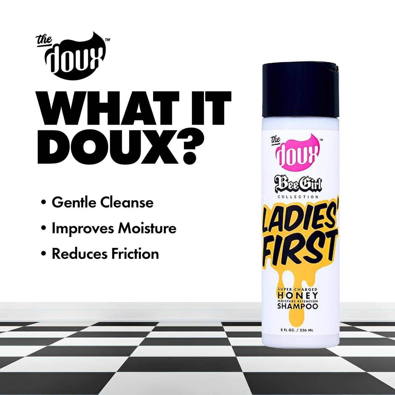 The Doux LADIES FIRST Honey Shampoo - Curl Shampoo with Honey, Aloe, and Vitamins B, C, and E - Shampoo for Women