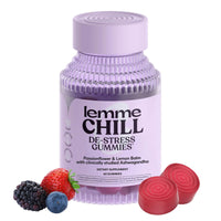 Thumbnail for Lemme Chill Stress Relief Gummies with 300mg KSM-66 Ashwagandha, Lemon Balm, Passionflower & Goji to Support Relaxation, Healthy Cortisol & Sleep - Gluten-Free, Non-GMO, Mixed Berry (60 Count)