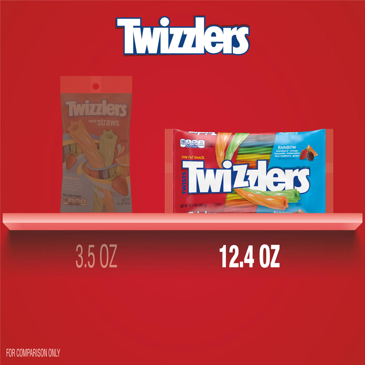 TWIZZLERS Twists Rainbow Flavored Licorice Style, Chewy Candy Bag, 12.4 oz (Pack of 2)