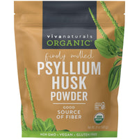 Thumbnail for Viva Naturals Organic Psyllium Husk Powder, 24 oz – Finely Ground, Unflavored, Vegan, Keto, Paleo, Non-GMO Plant-Based Superfood, Good Source of Fiber for Gluten-Free Baking, Juices & Smoothies