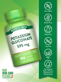 Thumbnail for Nature's Truth Potassium Gluconate 595mg | 100 Caplets | Vegan, Non-GMO, Gluten Free Supplement