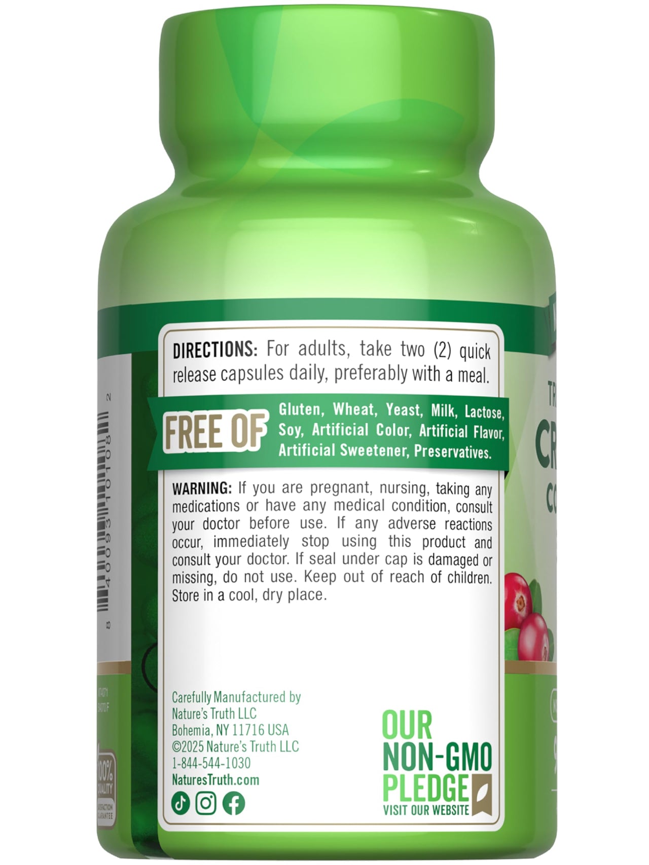 Nature's Truth Cranberry Concentrate Pills | Plus Vitamin C | Triple Strength Support Capsules | Non-GMO & Gluten Free Supplement