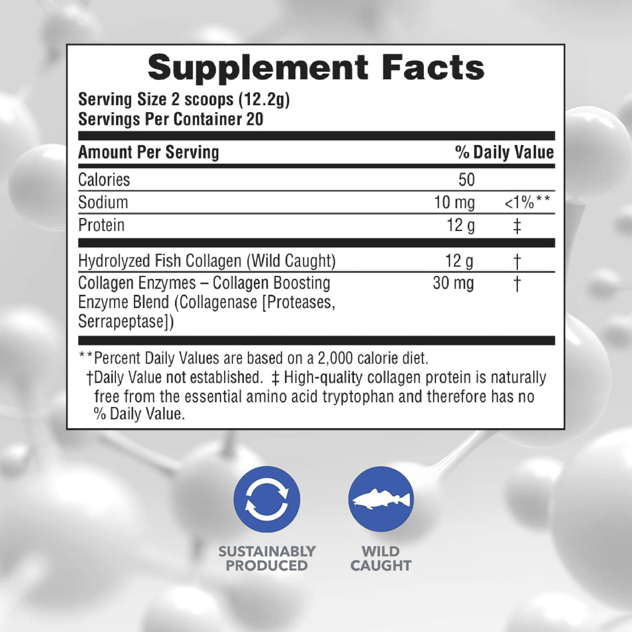 NaturesPlus Marine Collagen Peptides, Unflavored - 0.54 lb - Hair, Skin, Nail & Joint Health, Immune System Support - Gluten Free, Non-GMO - 20 Servings