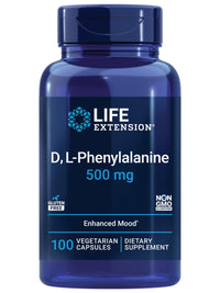 Thumbnail for Life Extension D, L-Phenylalanine Capsules, 500 mg – Supports Mood Health, Promotes Neurotransmitter Health – Gluten-Free, Non-GMO, Vegetarian – 100 Capsules