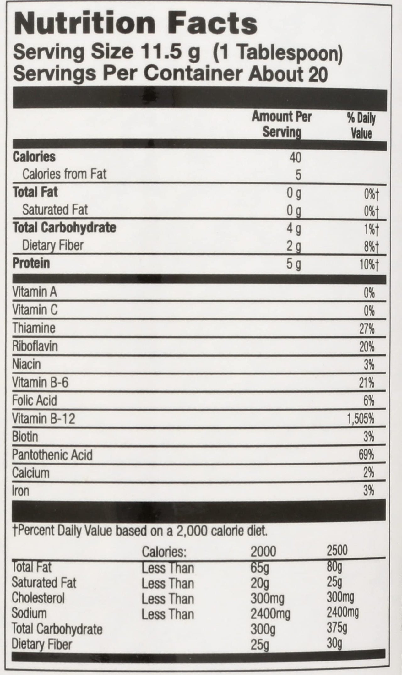 KAL Brewers Yeast Powder, Unfortified, Unsweetened Super Food, 100% Natural Source of Protein, B Complex Vitamins, Amino Acids - Vegan, Preservative Free, Made Without Soy - Approx. 18 Servings, 7.4oz