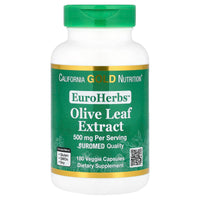 Thumbnail for California Gold Nutrition Olive Leaf Extract 500 mg, 18% Oleuropein, European Quality Processed in Spain, 180 Veggie Capsules, EuroHerbs