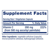 Thumbnail for Life Extension Ascorbyl Palmitate 500mg – Fat-Soluble Vitamin C Supplement for Immune Support and Longevity – Water-Soluble Gluten-Free, Non-GMO, Vegetarian – 100 Capsules