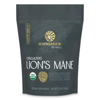 Thumbnail for Sunwarrior Lions Mane Supplement Organic Mushroom Powder | Lion's Mane Powder Focus Supplement Mushroom Tea | 150g Pouch 60 Servings | Be Well