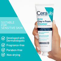 Thumbnail for CeraVe Clay To Foam Acne Face Wash, Multi-Use Salicylic Acid & Kaolin Clay Acne Spot Treatment Clears Pimples & Blackheads, Prevents Breakouts, Hydrates & Soothes, Fragrance-Free, Non-Comedogenic, 4oz