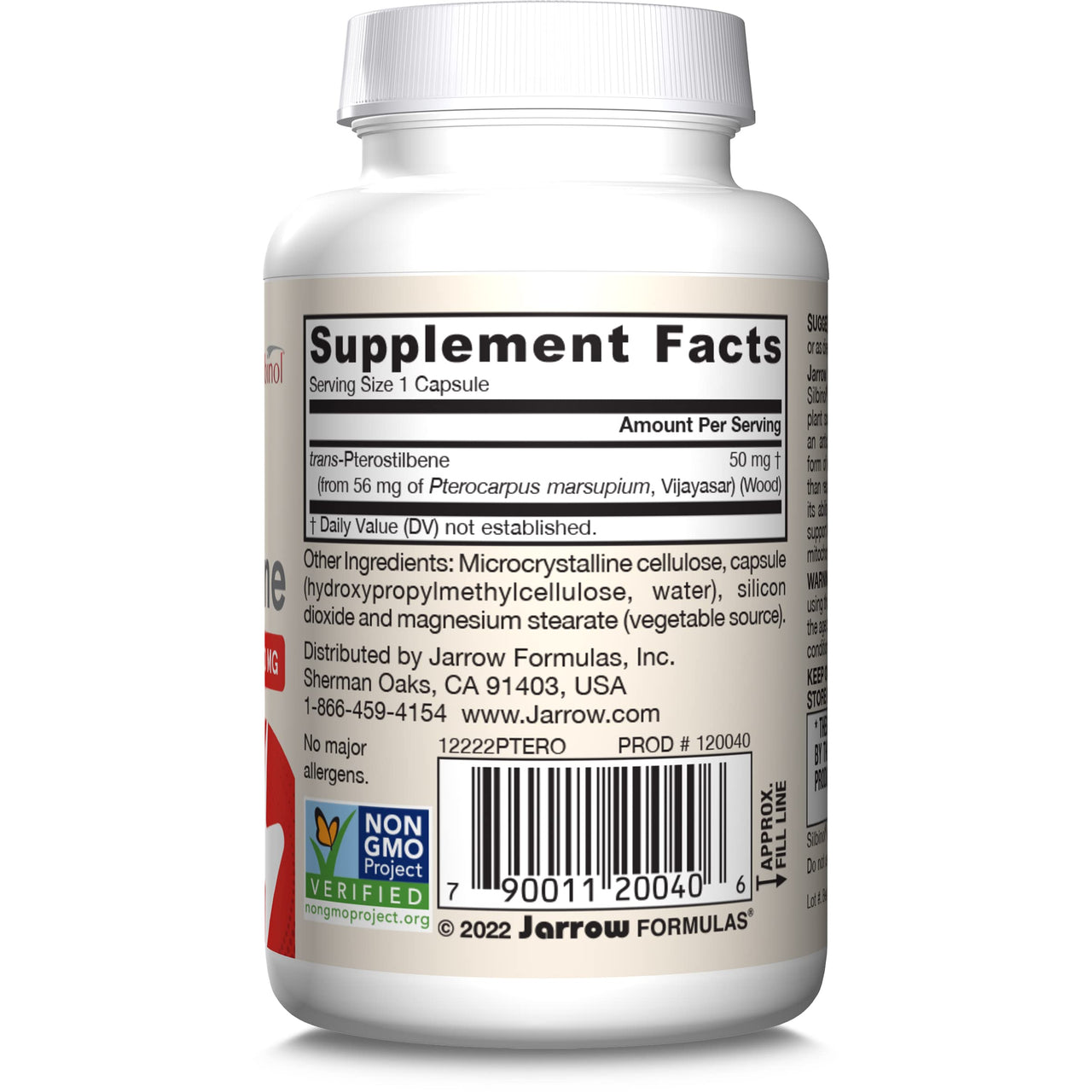 Jarrow Formulas® Pterostilbene 50mg for Antioxidant Support, Dietary Supplement Supports Healthy Aging, 60 Veggie Capsules, 60 Day Supply