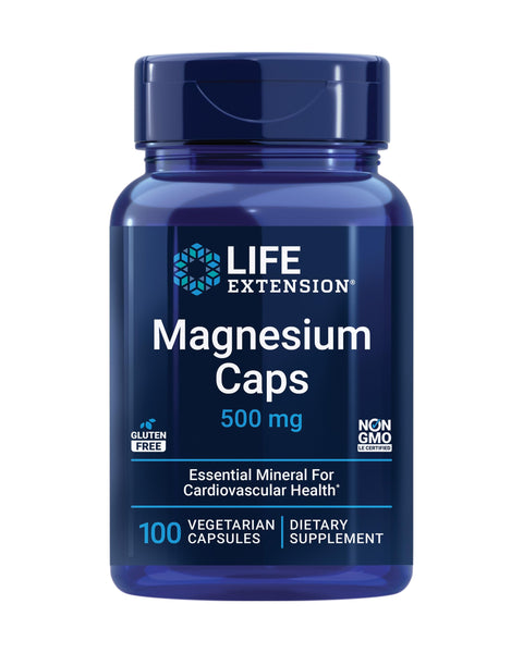 Life Extension Magnesium Caps, 500 mg, Magnesium Oxide, Magnesium Citrate, Magnesium Succinate, Heart Health, Healthy Bones, Metabolism Support, 100 Vegetarian Capsules