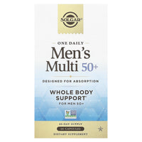 Thumbnail for Solgar One Daily Men's Multi 50+ Whole Body Support for Men 50 and Older Highly Absorbable Delayed Release Heart, Energy, Stress, Muscle, Bone, Prostate Support Vitamin 60 Vegan Capsules, 60 Servings