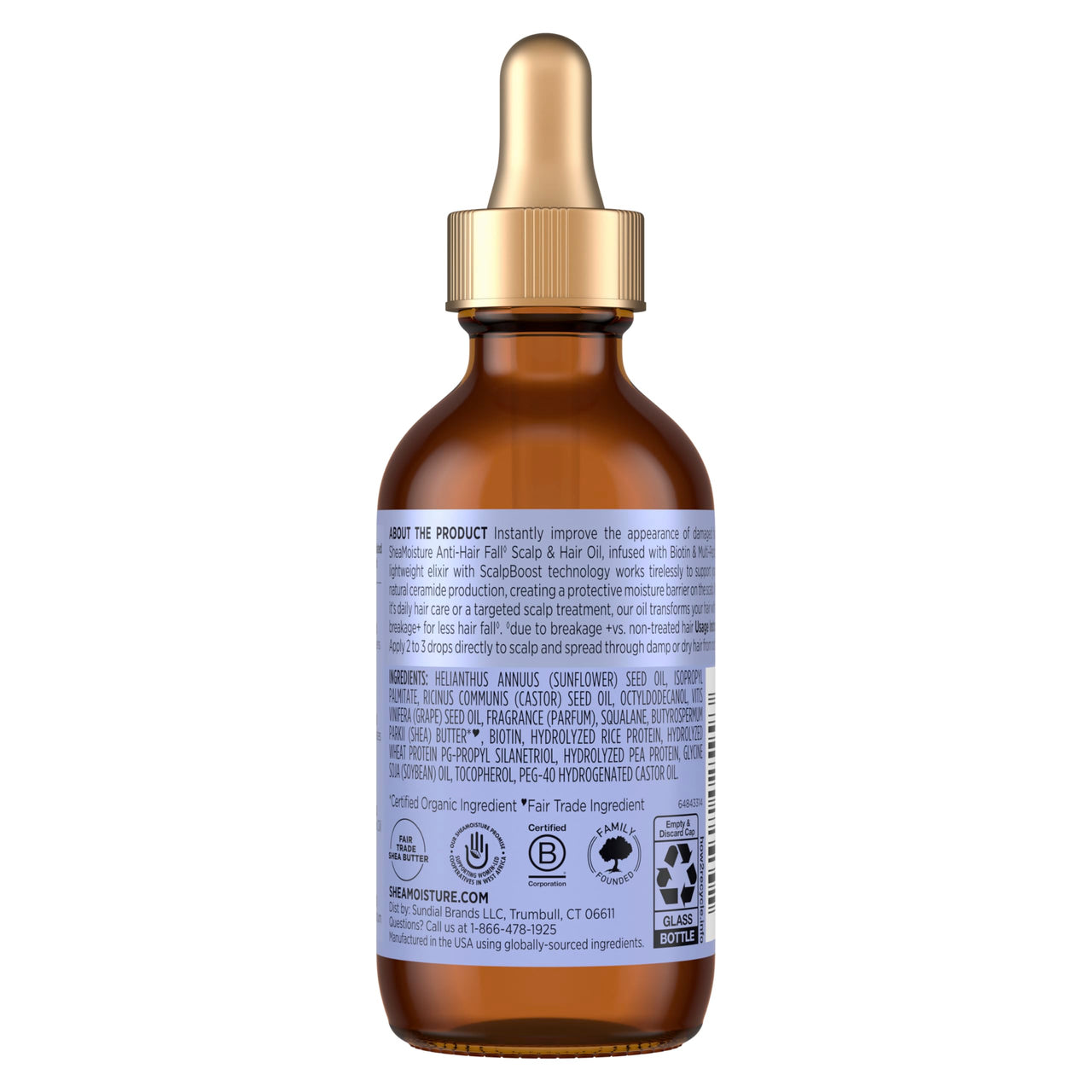 Shea Moisture Scalp & Hair Oil Anti-Hair Fall for Healthy Looking Hair and Moisturized Scalp, with Biotin & Multi-Peptide ScalpBoost Technology, 2 oz