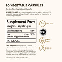 Thumbnail for Solgar Gentle Iron 25mg, 90 Vegetable Capsules - Energy, Normal Red Blood Cell Production - Gentle on the Stomach - Non-GMO, Vegan, Gluten Free, Dairy Free, Kosher - 90 Servings