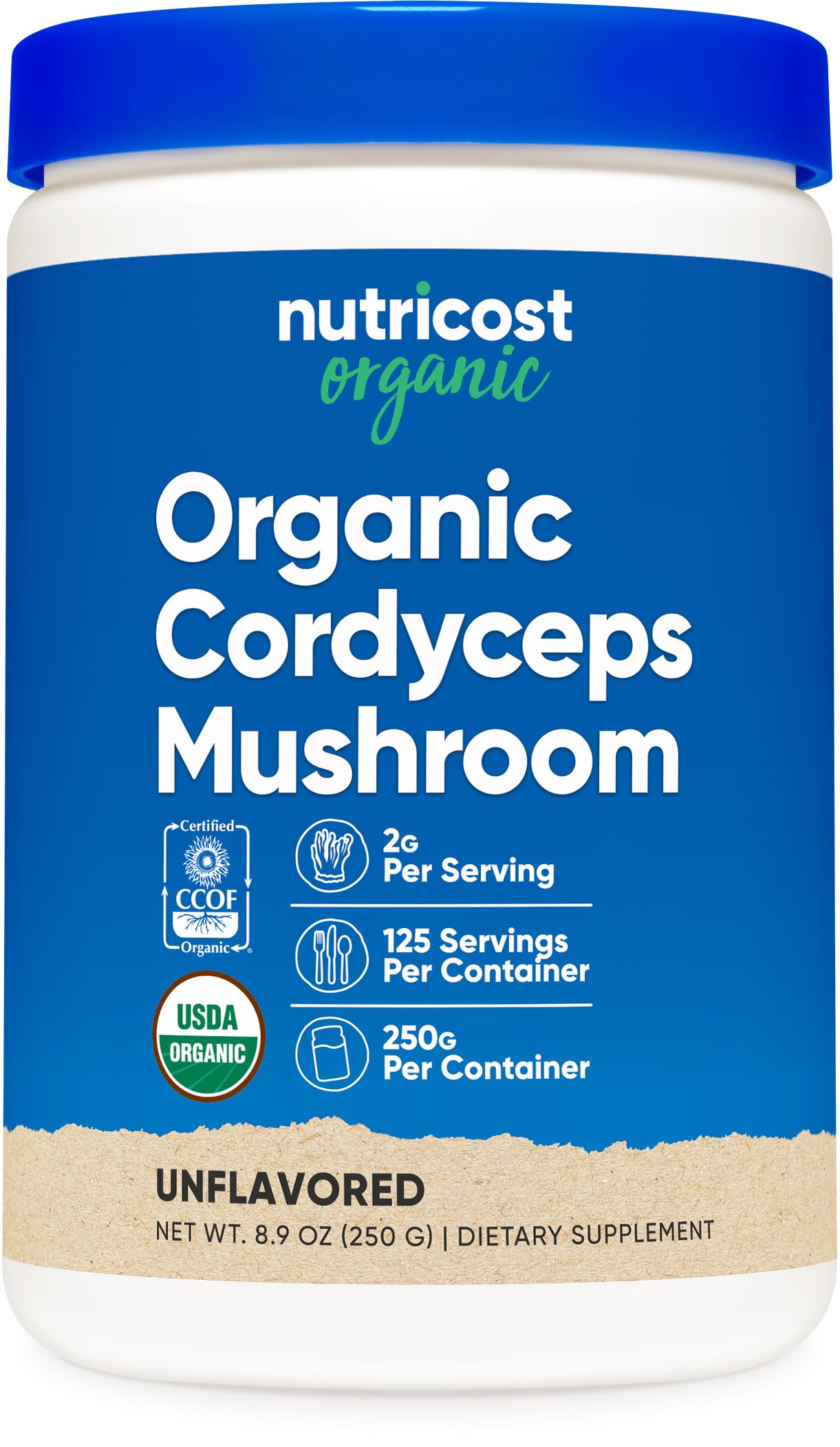 Nutricost Organic Cordyceps Mushroom Powder 250 Grams - USDA Certified Organic, Non-GMO, Gluten Free