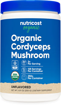 Thumbnail for Nutricost Organic Cordyceps Mushroom Powder 250 Grams - USDA Certified Organic, Non-GMO, Gluten Free