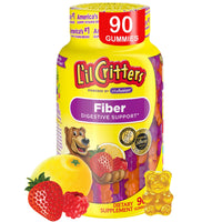 Thumbnail for L’il Critters Fiber Daily Gummy Supplement for Kids, for Digestive Support, Berry and Lemon Flavors, 90 Gummies