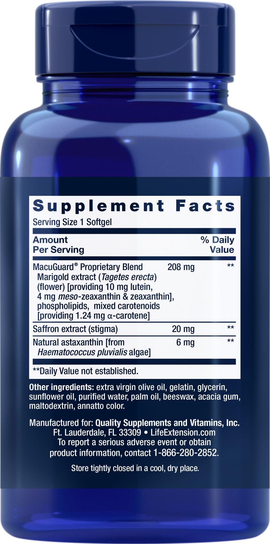 Life Extension MacuGuard Ocular Support 90 softgels with Saffron & Astaxanthin