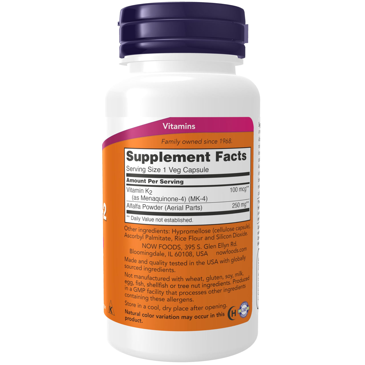 NOW Foods Supplements, Vitamin K-2 100 mcg, Menaquinone-4 (MK-4), Supports Bone Health*, 100 Veg Capsules