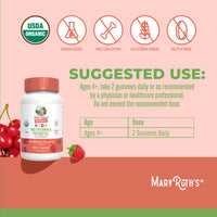 Thumbnail for Kids Vitamins by MaryRuth's | USDA Organic | Multivitamin Gummies + Postbiotics for Ages 4+ | Multivitamin for Kids with Lactobacillus Rhamnosus | Children’s Vitamins | Vegan | Non-GMO | 60 Count