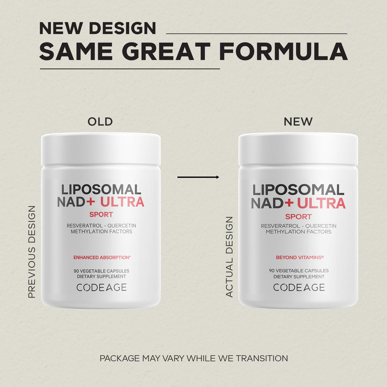 Codeage Liposomal NAD+ with Resveratrol & Vitamin B - NAD Plus Ultra for Energy & Healthy Aging Support - NAD Vitamin Supplement with Quercetin, Betaine, Riboflavin - Bioavailable - 90 Capsules