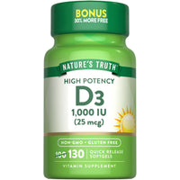Thumbnail for Nature's Truth Vitamin D3 1000 IU Softgels | High Potency Formula | 25 mcg | Non-GMO & Gluten Free Supplement