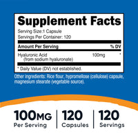 Thumbnail for Nutricost Hyaluronic Acid Capsules 100mg,120 Vegetarian Capsules - Gluten Free, Non-GMO
