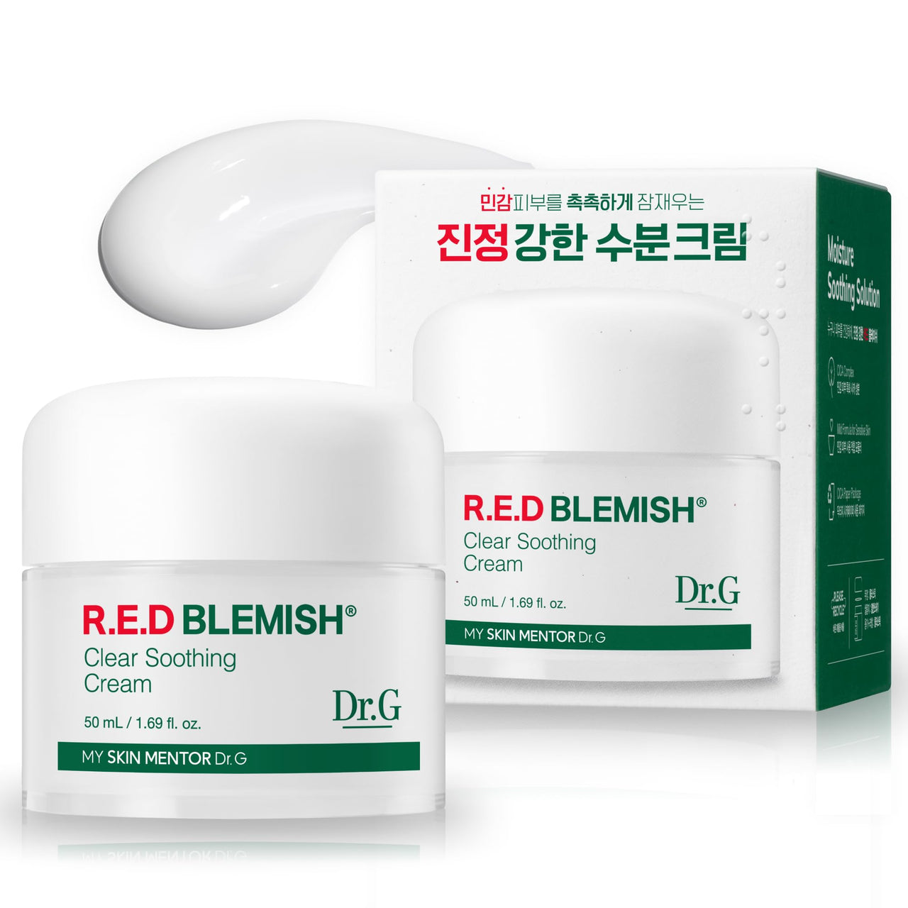 Dr.G Red Blemish Clear Soothing Korean Moisturizer Face Cream, 50ml - Cica Cream, Korean Skin Care Moisturizer, Korean Face Moisturizer, Facial Moisturizer, Korean Skincare, K Beauty Skincare Coreano