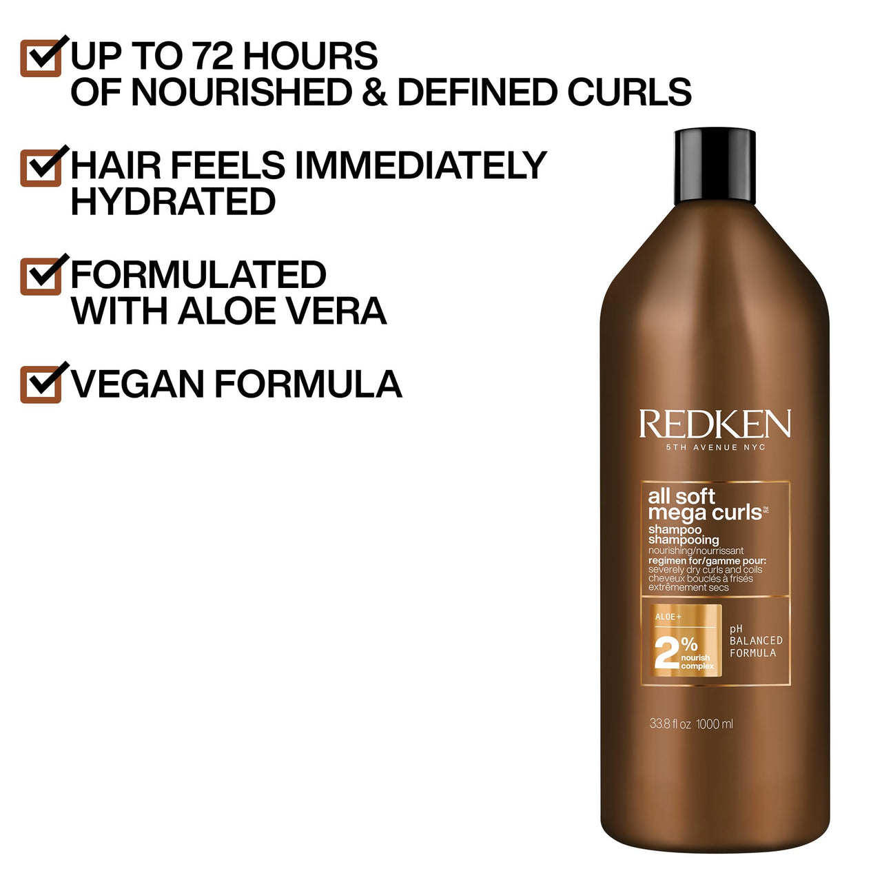 Redken All Soft Mega Curls Shampoo | For Extremely Dry Hair | Sulfate Free Shampoo | For Curly & Coily Hair | Nourishes & Softens Severely Dry Hair | With Aloe Vera