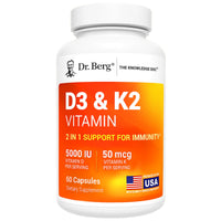 Thumbnail for Dr. Berg Vitamin D3 & K2 5,000 IU + MK-7 – 60 Capsules – Immune, Bone & Heart Support* Supplement w/Magnesium, Zinc, B6 – 4X Lab-Tested – No Fillers – Non-GMO, cGMP, Formulated in USA