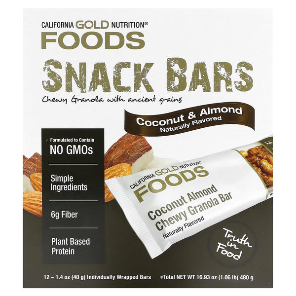 Image 1 of California Gold Nutrition Foods, Coconut Almond Chewy Granola Bars, 12 Bars, 1.4 oz (40 g) Each