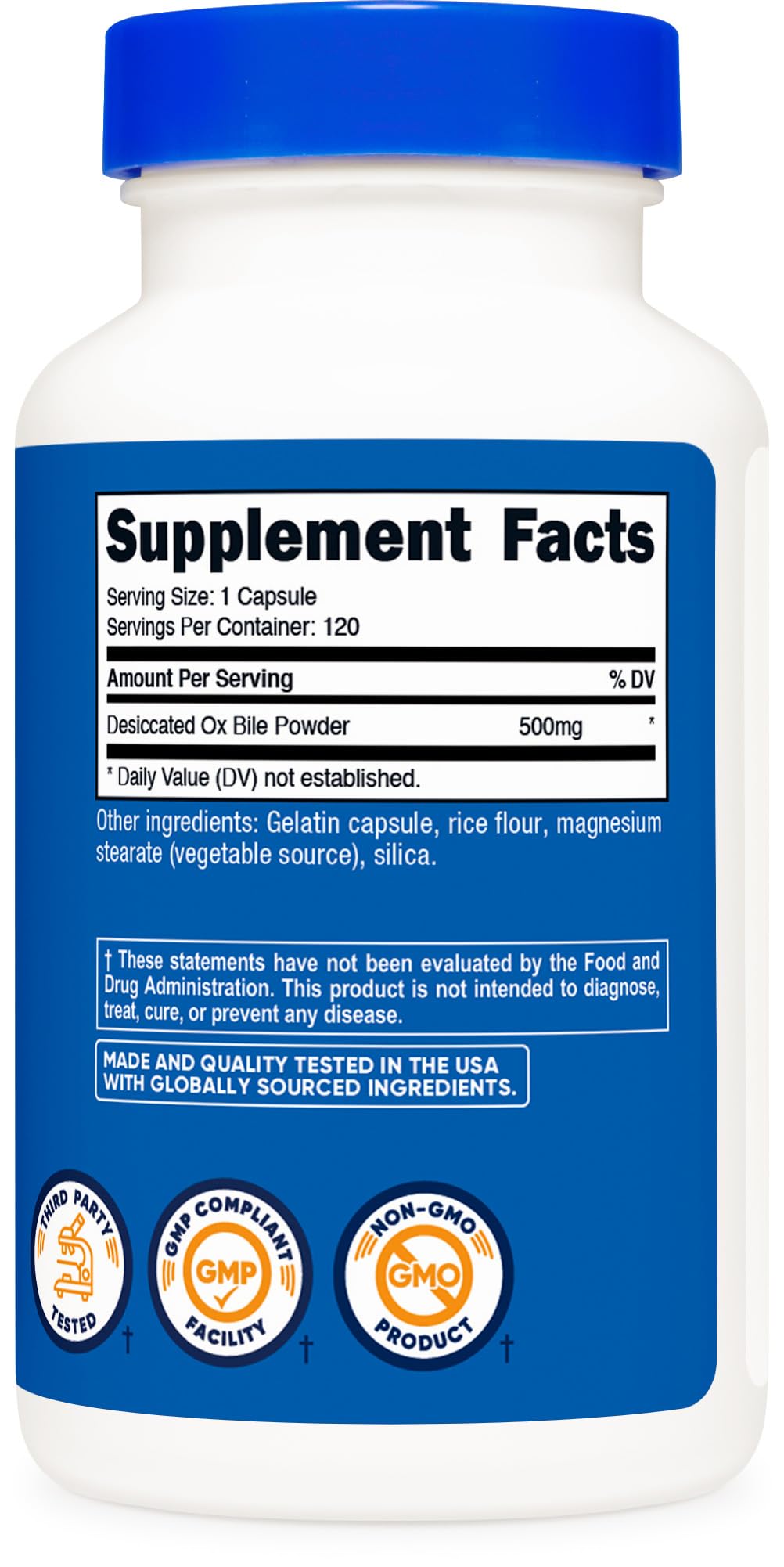 Buy Nutricost Ox Bile Capsules 500mg Per Serving (120 Capsules) - Gluten Free & Non-GMO Online