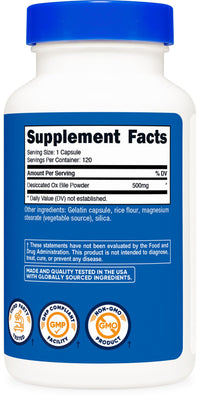 Thumbnail for Nutricost Ox Bile Capsules 500mg Per Serving (120 Capsules) - Gluten Free & Non-GMO