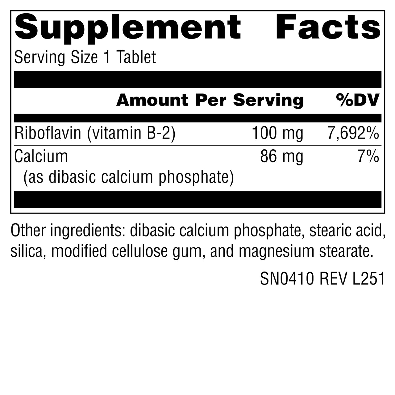 Source Naturals Vitamin B-2 Riboflavin 100 mg Supports Energy Production - 250 Tablets