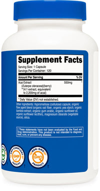 Thumbnail for Nutricost Acai Extract 2,200mg, 120 Vegetarian Capsules (Euterpe Oleracea) from 550mg of 4:1 Extract - Non-GMO, Gluten Free