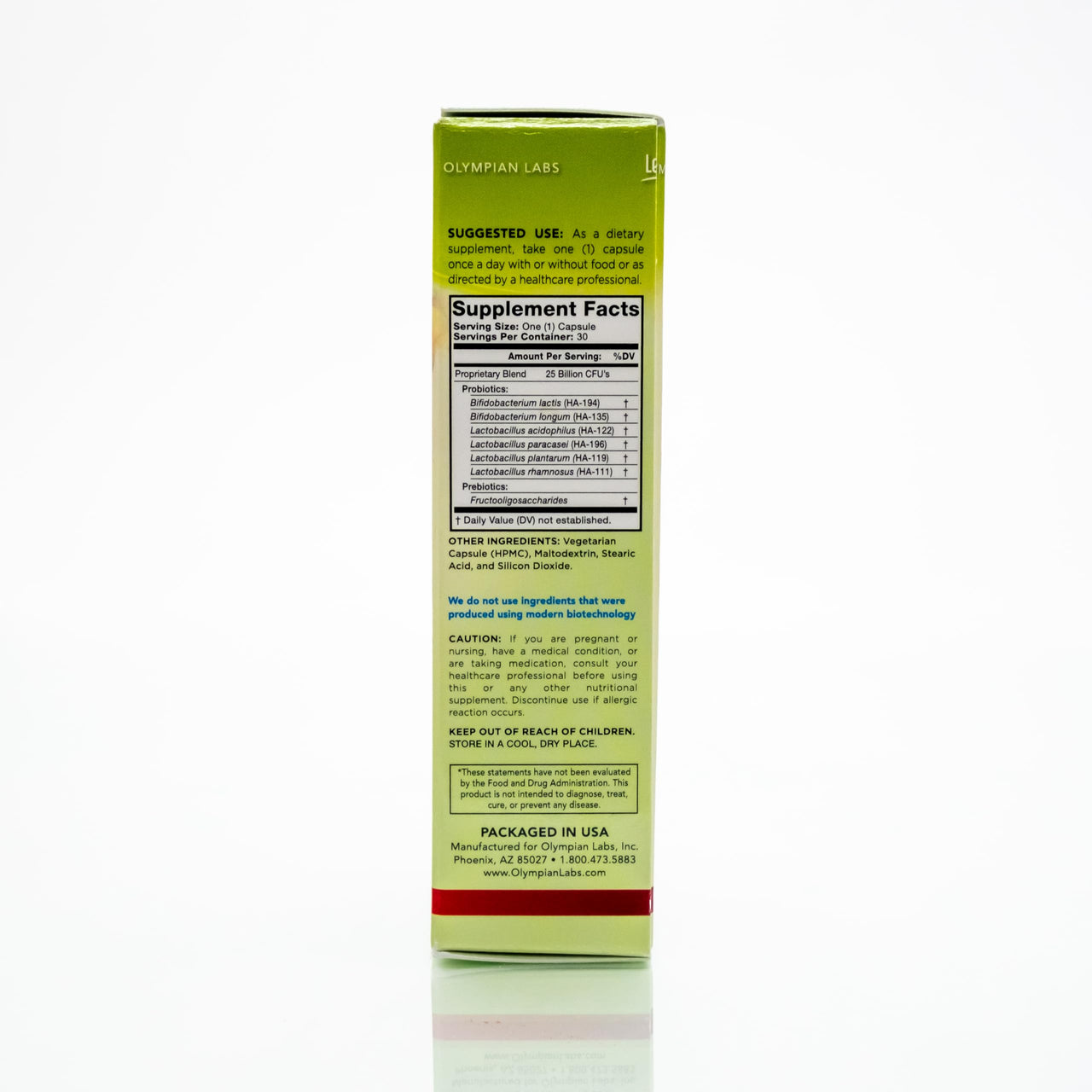 Olympian Labs Complete Prebiotic and Probiotic Supplement - 25 Billion Live Shelf Stable Cultures - 30 Vegetarian Capsules, Helps Restore the Natural Balance Within the Digestive Tract.