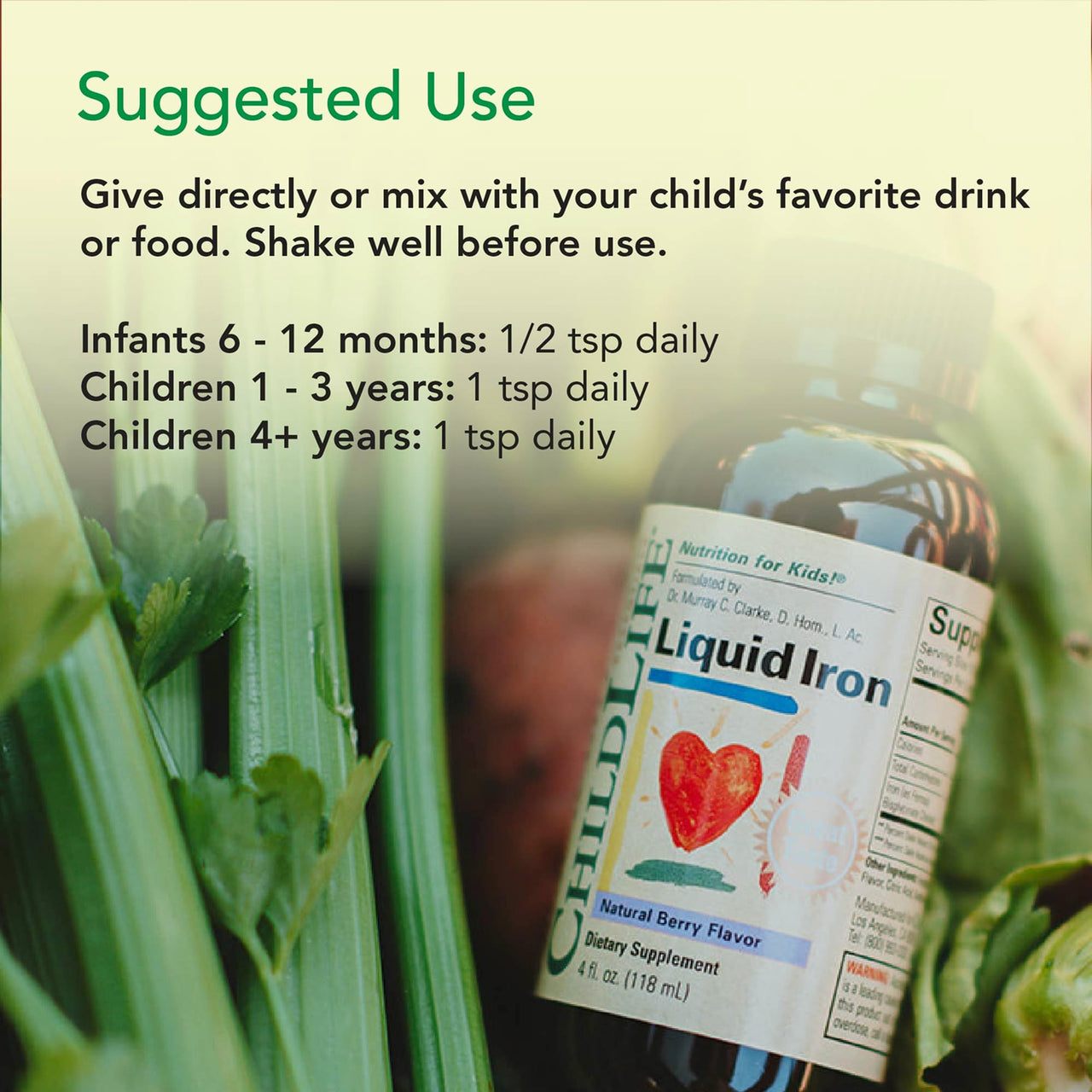 CHILDLIFE ESSENTIALS Liquid Iron for Kids - Iron Supplement Drops for Toddler & Baby, Gluten Free - Natural Berry, 4 Fl Oz