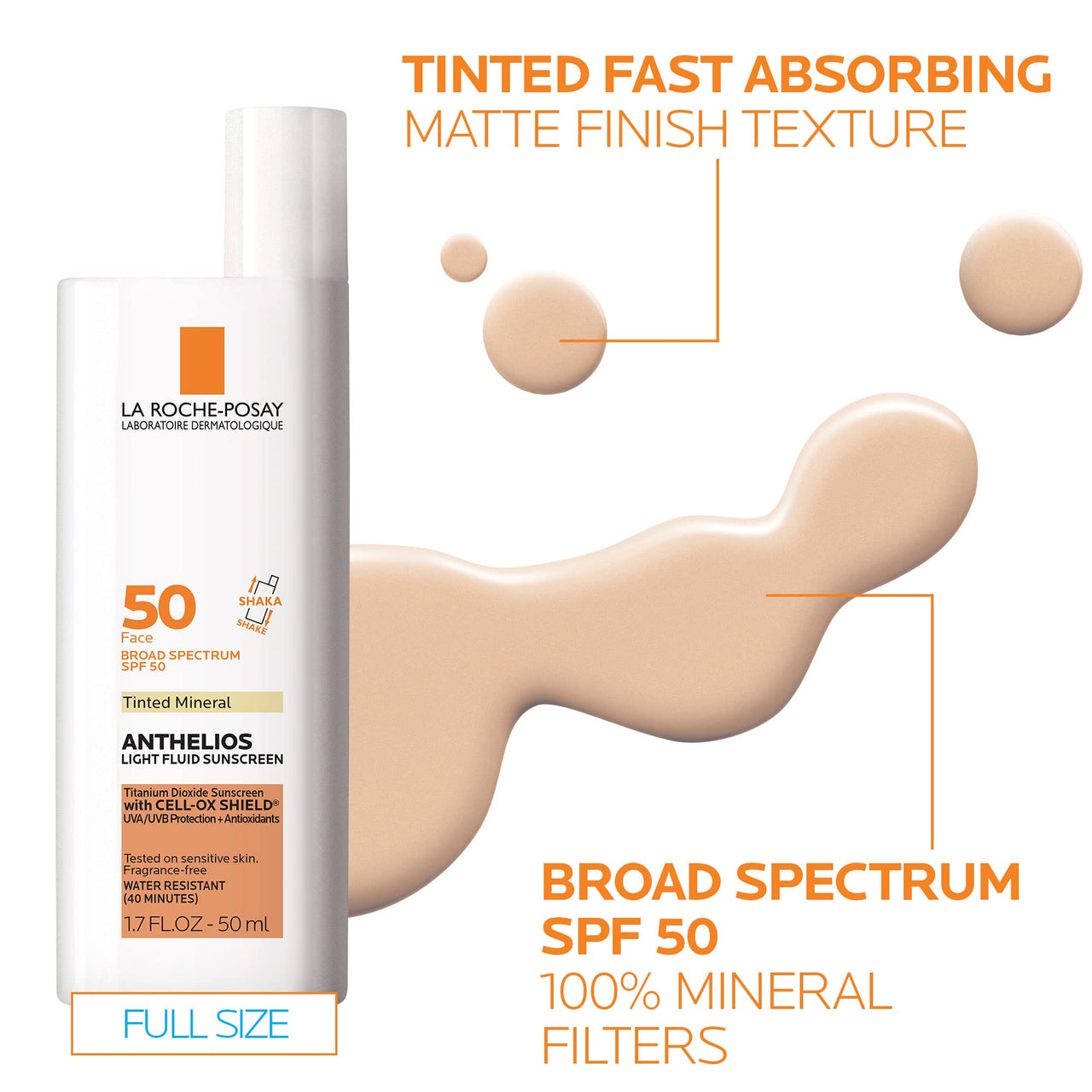 La Roche-Posay Skin Care Set Anthelios Tinted Sunscreen SPF 50 & Travel Size Toleriane Hydrating Gentle Cleanser, Tinted Mineral Sunscreen with Titanium Dioxide & Gentle Face Wash, Gift Set