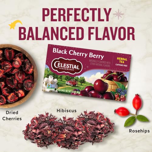 Image 5 of Celestial Seasonings Herbal Tea Bags Black Cherry Berry 20 Count Pack of 6
