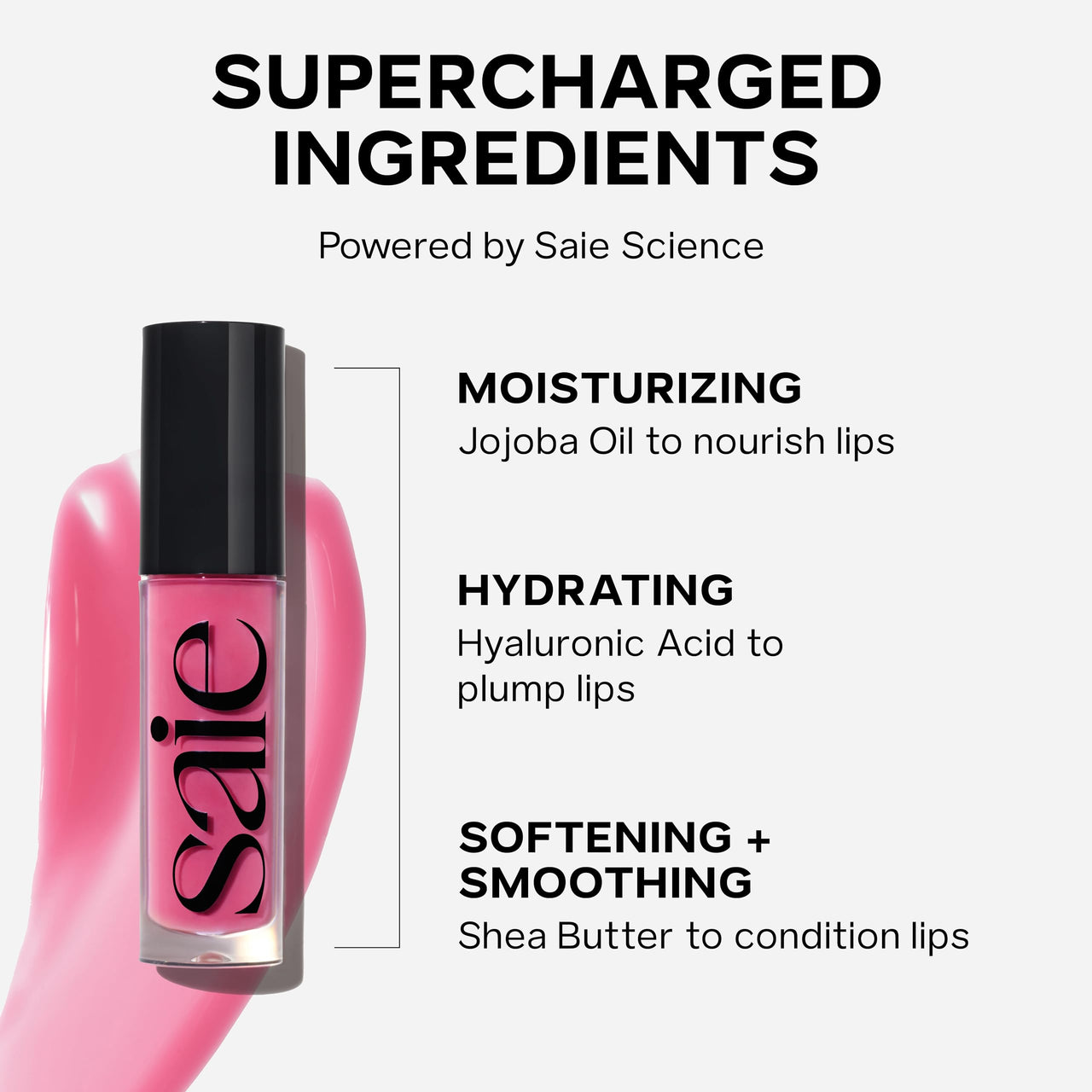 Saie Glossybounce High-Shine Hydrating Lip Gloss Oil - Sheer Tinted Lip Oil with Hyaluronic Acid + Jojoba Oil for Long-Lasting Moisture - Dream (.17 oz)