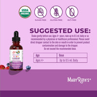 Thumbnail for MaryRuth Organics USDA Organic Elderberry Liquid Drops for Kids | Vegan Elderberry Extract Organic Glycerin | Immune Support Supplement | Overall Health | Formulated for Ages 4-13 | 1oz