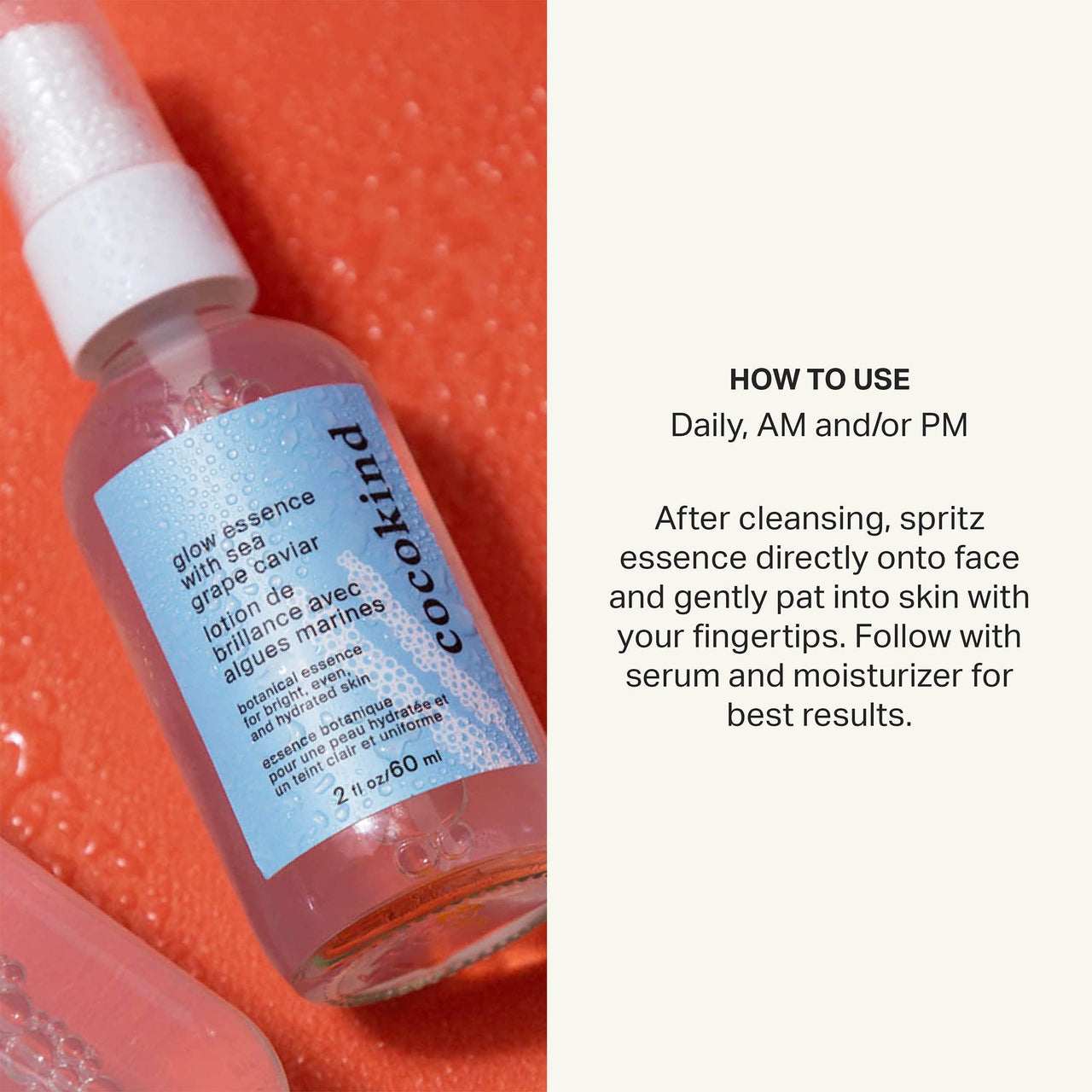 Cocokind Glow Essence with Sea Grape Caviar, Hydrating Primer and Facial Mist, Facial Moisturizer with Sea Buckthorn, Linoleic Acid, and Vitamin E