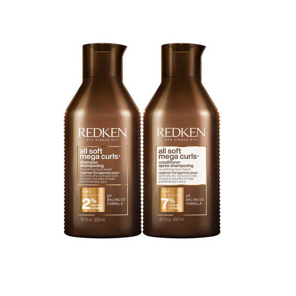 REDKEN All Soft Mega Curls Shampoo and Conditioner Set | For Extremely Dry Hair | Sulfate Free Shampoo | For Curly & Coily Hair | Nourishes & Softens Severely Dry Hair | 10.1 Fl Oz (Pack of 2)