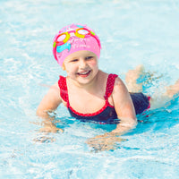 Thumbnail for AuSletie Kids Swim Caps for Girls, Toddler Silicone Swimming Cap for Kids, Durable Comfortable Swimming Caps for Girls