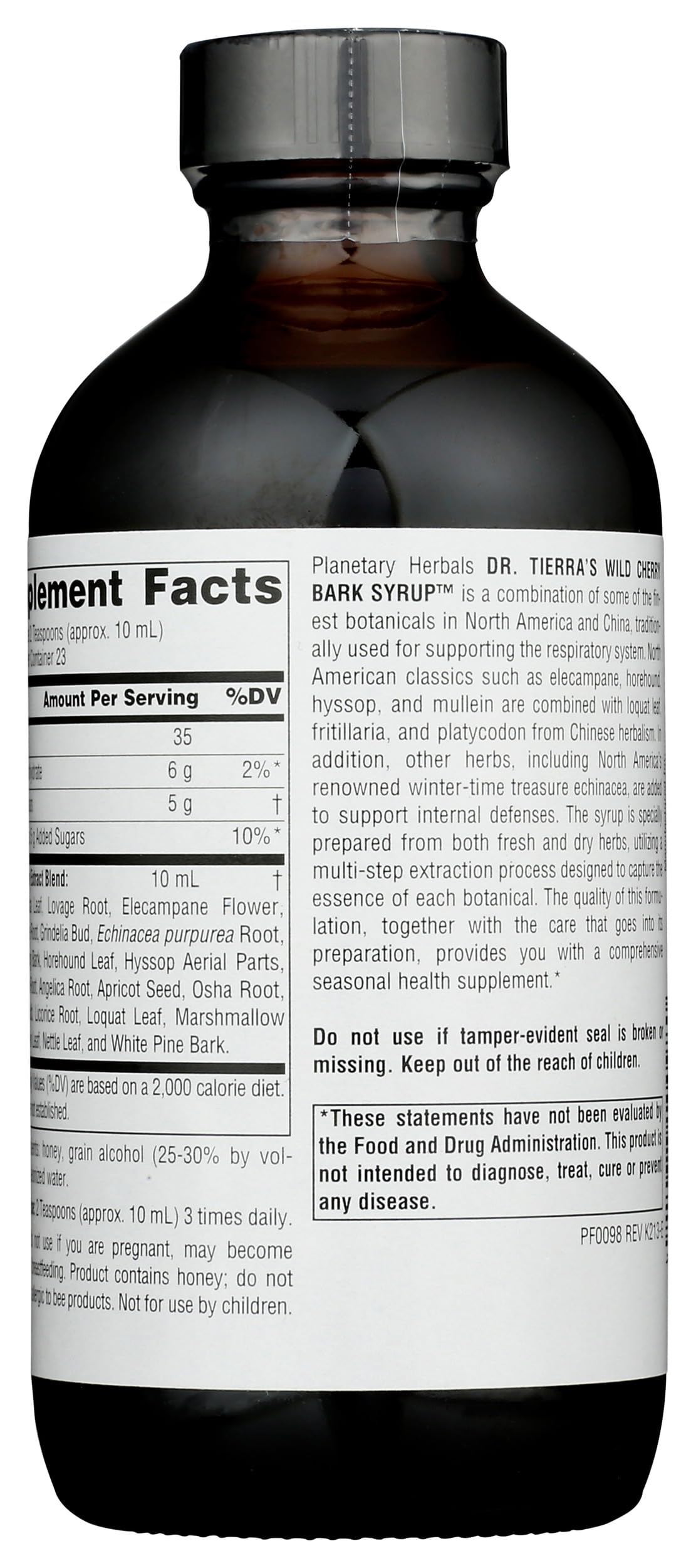 Dr Tierra's Wild Cherry Bark Syrup Planetary Herbals 8 oz Liquid