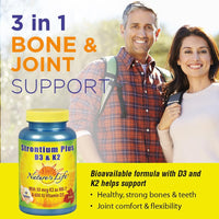 Thumbnail for Nature's Life Strontium Plus D3 & K2 Supplement - Healthy Bone Support for Women & Men, Stronium Citrate Trace Mineral, Nutritional Support for Adults, Vegetarian & Bioavailable - 60 Tablets