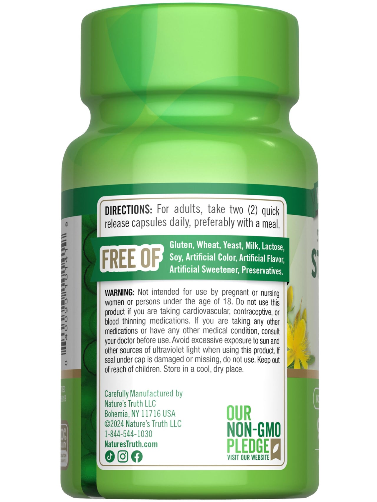 Nature's Truth St Johns Wort 600mg | 90 Capsules | Standardized Extract | Non-GMO & Gluten Free Supplement