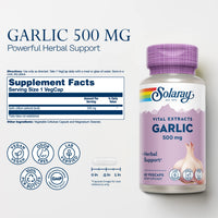 Thumbnail for SOLARAY Garlic Supplement 500mg, Vegan, Odorless Garlic Extract, Traditionally Used for Heart Health and Immune Support, Vegan, Odor Free, Lab Verified, 60 Day Guarantee, 60 Serv, 60 Enteric VegCaps