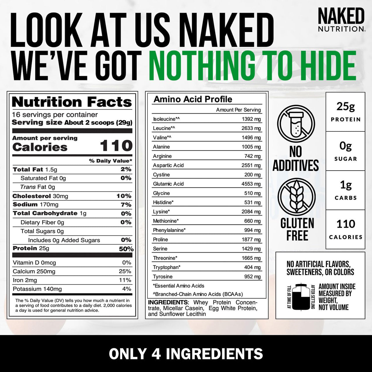NAKED Protein Powder Blend - Egg, Whey and Casein Protein Blend