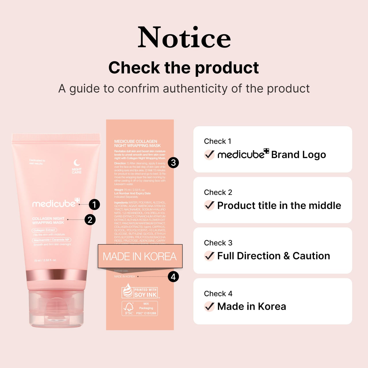 Medicube Collagen Overnight Wrapping Peel Off Facial Mask Pack - Elasticity & Hydration Care, Reduces Sagging & Dullness - Hydrolyzed Collagen For Glowing Skin - Korean Skin Care, 2.53 Fl.Oz